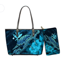 Load image into Gallery viewer, Hawaiian Sea Turtle With Hibiscus Print Shoulder Bag and Purse for Women
