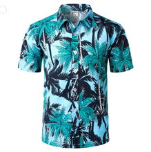 Load image into Gallery viewer, Palm Tree Print Summer Hawaiian Beach Short Sleeve Button Up Shirt for Men
