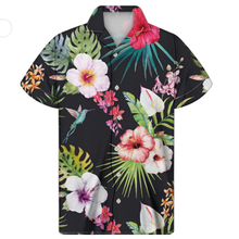 Load image into Gallery viewer, Orchids Hibiscus Leaves Print Tropical Hawaiian Floral Short Sleeved Shirts for Men
