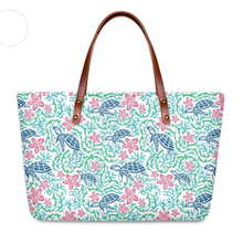 Load image into Gallery viewer, Ladies Handbags Casual Top-Handle Bag Hawaiian Turtle and Flower Pattern Tote Bag
