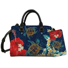Load image into Gallery viewer, Luxury Designer Handbag And Purse 2pcs Hawaiian Turtle Hibiscus Polynesian Style
