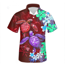 Load image into Gallery viewer, Hawaiian Shirts Tropical Hibiscus Plumeria Turtle Loose Cuban Guayabera Shirt for Men
