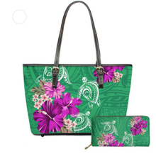 Load image into Gallery viewer, Luxury Handbag And Purse For Women Hawaiian Hibiscus Floral With Poly Turtle Print
