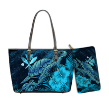 Load image into Gallery viewer, Hawaiian Sea Turtle With Hibiscus Print Shoulder Bag and Purse for Women
