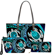 Load image into Gallery viewer, Maori Polynesian Hawaiian Sea Turtle 3pcs/Set Handbag and Wallet for Women
