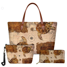 Load image into Gallery viewer, Women Luxury Tote Bags Set Hawaiian Turtle Design Handbag and Purse
