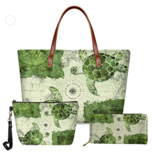 Load image into Gallery viewer, Women Luxury Tote Bags Set Hawaiian Turtle Design Handbag and Purse
