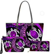 Load image into Gallery viewer, Maori Polynesian Hawaiian Sea Turtle 3pcs/Set Handbag and Wallet for Women
