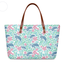 Load image into Gallery viewer, Ladies Handbags Casual Top-Handle Bag Hawaiian Turtle and Flower Pattern Tote Bag
