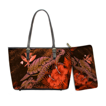 Load image into Gallery viewer, Hawaiian Sea Turtle With Hibiscus Print Shoulder Bag and Purse for Women
