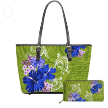 Load image into Gallery viewer, Luxury Handbag And Purse For Women Hawaiian Hibiscus Floral With Poly Turtle Print
