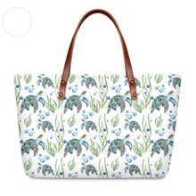 Load image into Gallery viewer, Ladies Handbags Casual Top-Handle Bag Hawaiian Turtle and Flower Pattern Tote Bag
