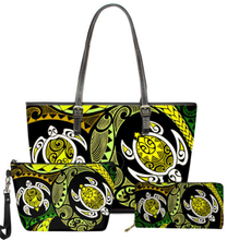 Load image into Gallery viewer, Maori Polynesian Hawaiian Sea Turtle 3pcs/Set Handbag and Wallet for Women
