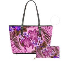 Load image into Gallery viewer, Honu &amp; Plumeria Leather Tote &amp; Long Wallet
