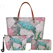 Load image into Gallery viewer, Women Luxury Tote Bags Set Hawaiian Turtle Design Handbag and Purse
