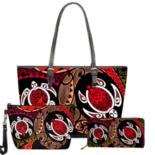 Load image into Gallery viewer, Maori Polynesian Hawaiian Sea Turtle 3pcs/Set Handbag and Wallet for Women

