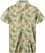 Load image into Gallery viewer, Button Down Tropical Floral Pineapple Print Hawaiian Cuban Short Sleeve Shirt
