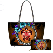 Load image into Gallery viewer, Hawaiian Samoa Turtle Hibiscus Print Luxury Handbag and Purse
