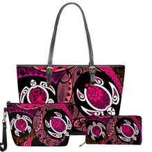 Load image into Gallery viewer, Maori Polynesian Hawaiian Sea Turtle 3pcs/Set Handbag and Wallet for Women
