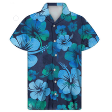 Load image into Gallery viewer, Orchids Hibiscus Leaves Print Tropical Hawaiian Floral Short Sleeved Shirts for Men
