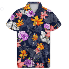 Load image into Gallery viewer, Orchids Hibiscus Leaves Print Tropical Hawaiian Floral Short Sleeved Shirts for Men
