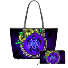 Load image into Gallery viewer, Hawaiian Samoa Turtle Hibiscus Print Luxury Handbag and Purse
