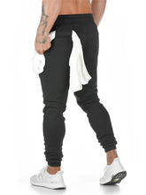 Load image into Gallery viewer, Men's fashion gym bodybuilding cotton sweatpants with towel rack and mobile phone pocket running pants casual jogger tights

