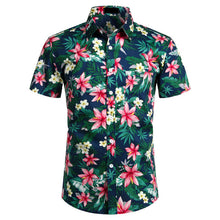 Load image into Gallery viewer, Palm leaf Print Shirt Summer Pocket Men's Hawaiian Casual Aloha Shirts
