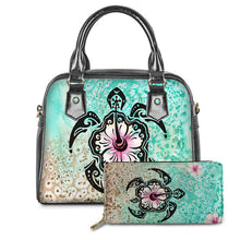 Load image into Gallery viewer, Turquoise Tribal Sea Turtle Hawaiian Shoulder Handbags for Women
