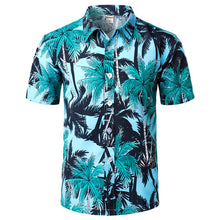 Load image into Gallery viewer, Palm Tree Print Summer Hawaiian Beach Short Sleeve Button Up Shirt for Men
