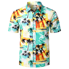 Load image into Gallery viewer, Palm Tree Printed Short Sleeve Aloha Hawaiian Short Sleeve Shirt

