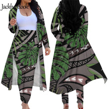 Load image into Gallery viewer, Women's 2 Piece Outfits Hawaiian Tropical Print Autumn Long Sleeve Cardigan Skinny Bodycon Pants Set

