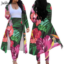 Load image into Gallery viewer, Vintage Aloha Hibiscus Anthurium Print Long Sleeve Open Front Cardigans and Skinny Pants
