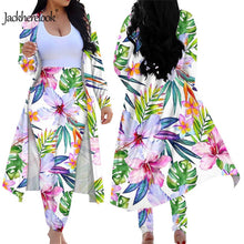 Load image into Gallery viewer, Vintage Aloha Hibiscus Anthurium Print Long Sleeve Open Front Cardigans and Skinny Pants
