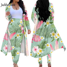 Load image into Gallery viewer, Vintage Aloha Hibiscus Anthurium Print Long Sleeve Open Front Cardigans and Skinny Pants
