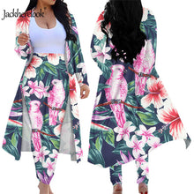Load image into Gallery viewer, Vintage Aloha Hibiscus Anthurium Print Long Sleeve Open Front Cardigans and Skinny Pants
