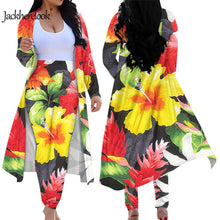 Load image into Gallery viewer, Vintage Aloha Hibiscus Anthurium Print Long Sleeve Open Front Cardigans and Skinny Pants
