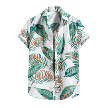 Load image into Gallery viewer, Green Leaf Print Short Sleeve Turn Down Collar Hawaiian/Aloha Shirt
