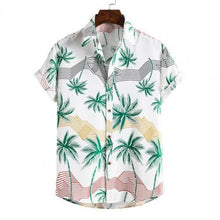 Load image into Gallery viewer, Summer Casual Stripes/Tree Printed Short Sleeve Hawaiian Shirt for Men
