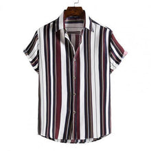 Load image into Gallery viewer, Summer Casual Stripes/Tree Printed Short Sleeve Hawaiian Shirt for Men
