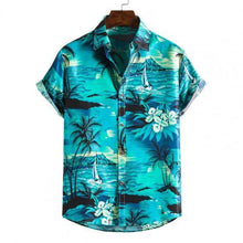 Load image into Gallery viewer, Summer Casual Stripes/Tree Printed Short Sleeve Hawaiian Shirt for Men
