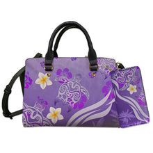 Load image into Gallery viewer, Polynesian Sea Turtle Print Clutch Purse Hawaiian Plumeria Pattern Handbag
