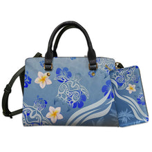 Load image into Gallery viewer, Polynesian Sea Turtle Print Clutch Purse Hawaiian Plumeria Pattern Handbag

