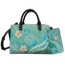 Load image into Gallery viewer, Polynesian Sea Turtle Print Clutch Purse Hawaiian Plumeria Pattern Handbag
