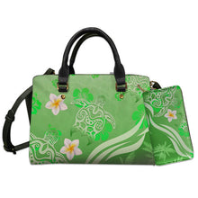 Load image into Gallery viewer, Polynesian Sea Turtle Print Clutch Purse Hawaiian Plumeria Pattern Handbag
