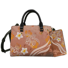 Load image into Gallery viewer, Polynesian Sea Turtle Print Clutch Purse Hawaiian Plumeria Pattern Handbag
