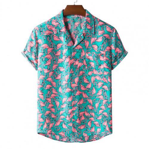 Summer Ethnic Style Print Short Sleeve Turndown Collar Button Men's Hawaiian T-shirt