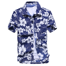 Load image into Gallery viewer, Quick Dry Button Down Pink Palm Tree Printed Hawaiian Short Sleeve Shirts for Men
