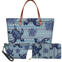 Load image into Gallery viewer, Hawaiian Sea Turtle Pattern 3pcs Set Handbag And Purse for Women
