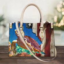 Load image into Gallery viewer, Leather Hawaiian Top-Handle Sea Turtle Handbag

